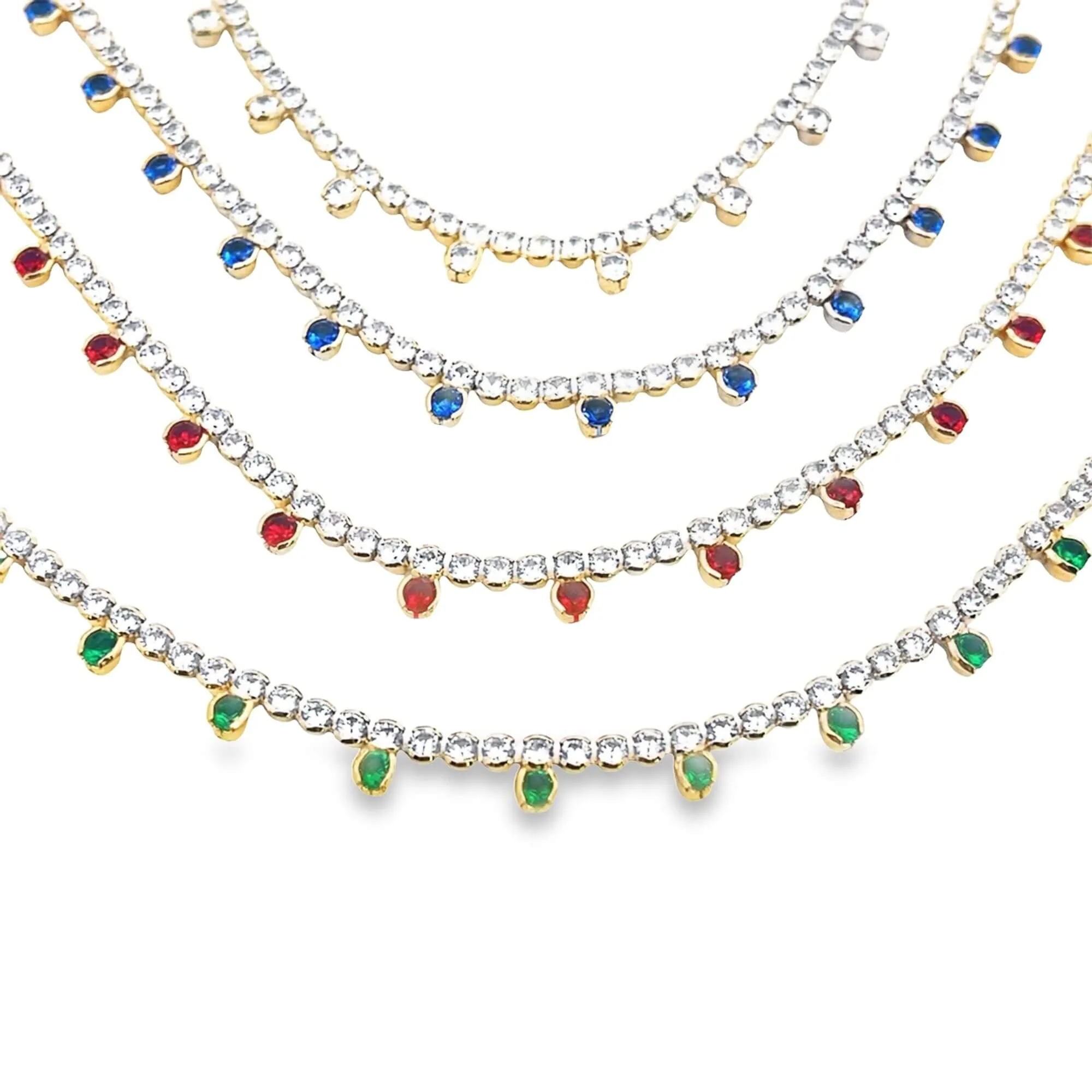 Colorful CZ Stone Fringe Choker (H263)