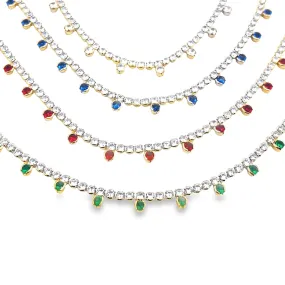 Colorful CZ Stone Fringe Choker (H263)