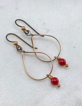 Copper teardrop earring