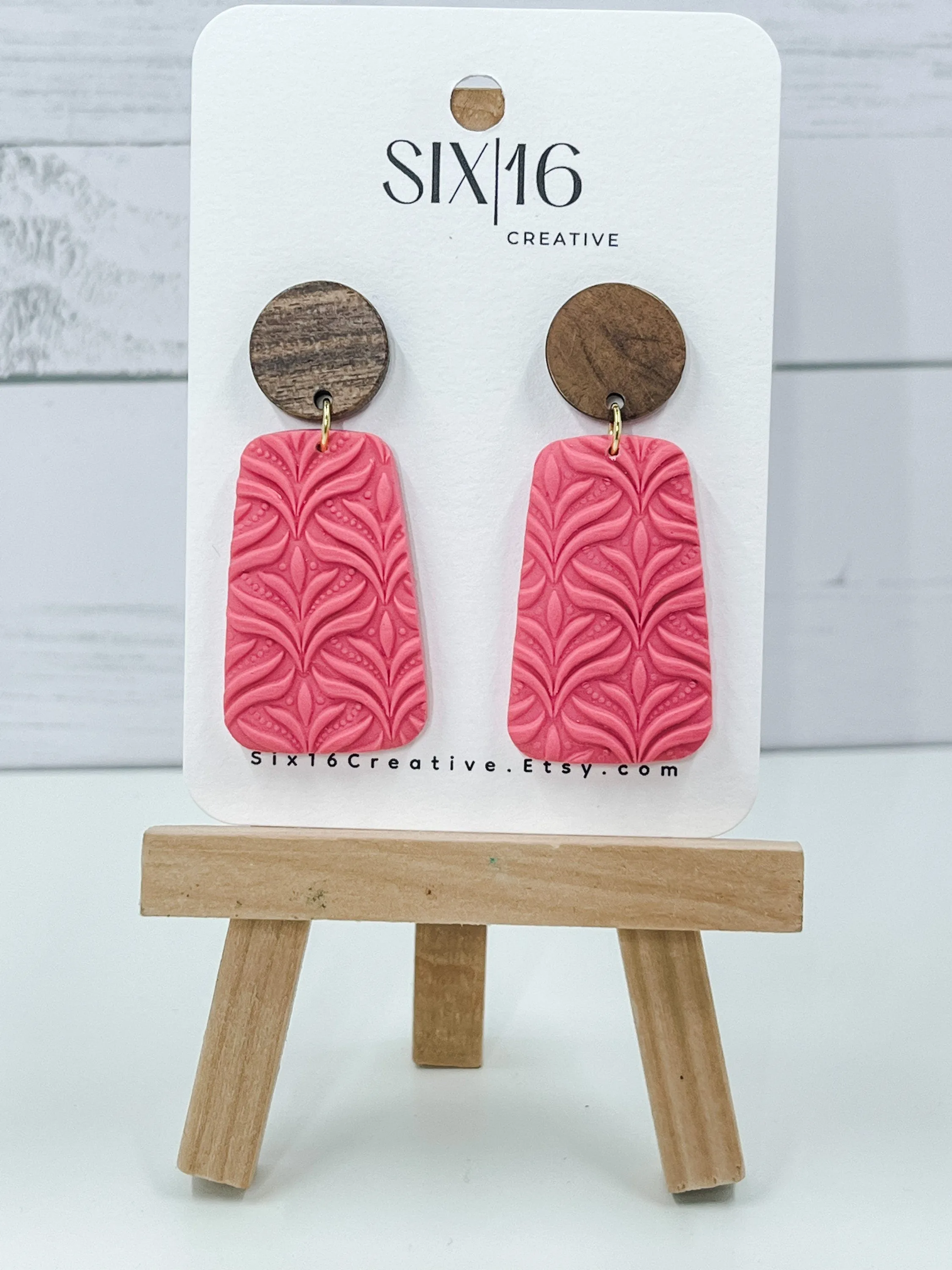 Coral Clay Earrings