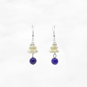 Coral Lotus Earrings with Lapis