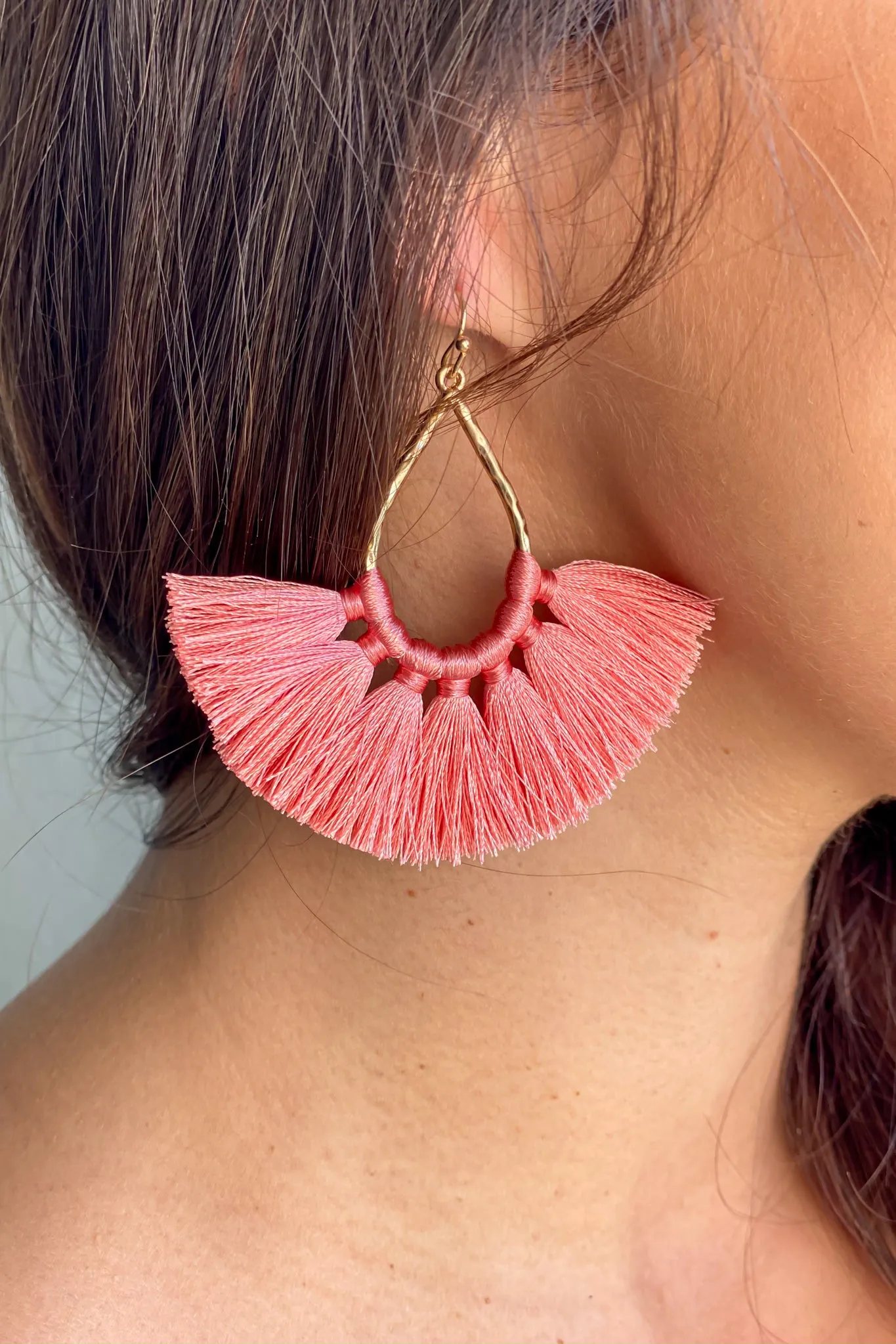 Coral Tassel Earrings