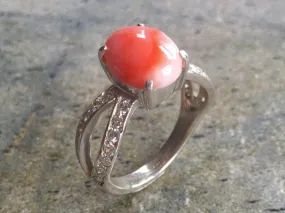 Coral Vintage Ring - Orange Promise Ring - Natural Coral Ring
