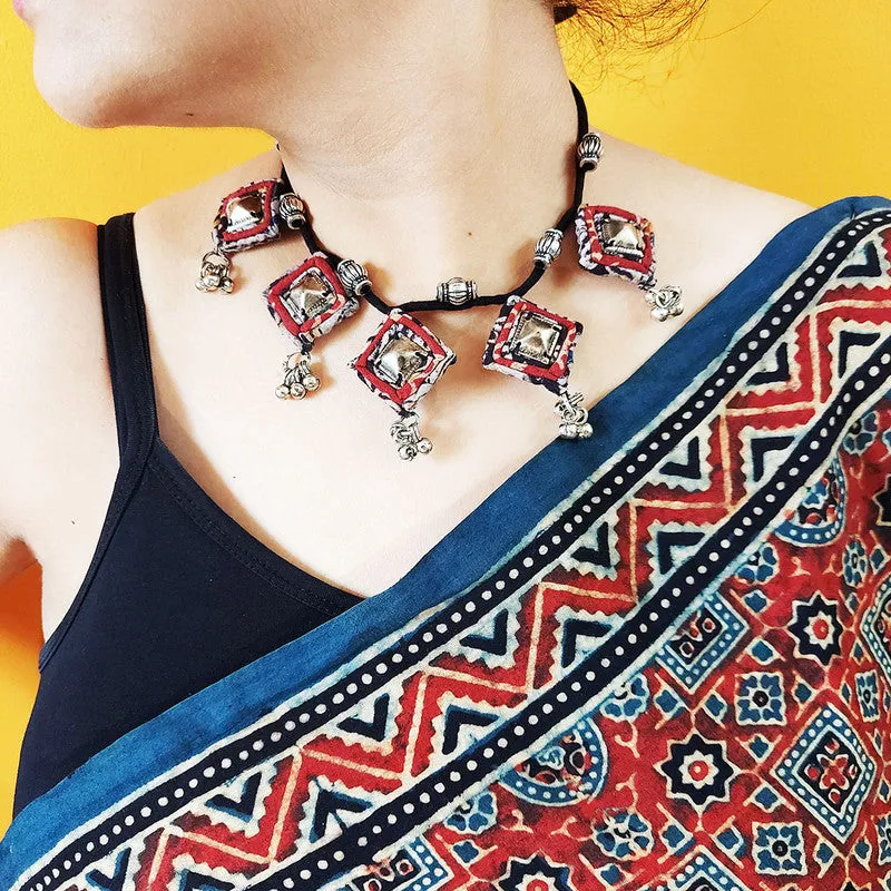Cotton Neckpiece | Diamond Ajrakh | Multicolour