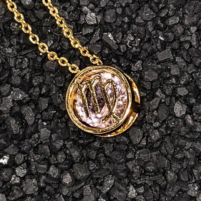 Cubic Zarconia Zodiac Necklace Goldplated
