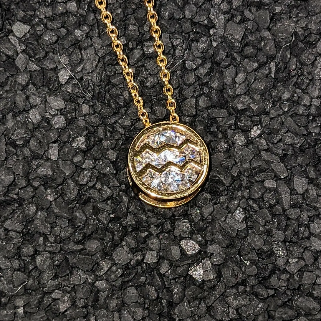 Cubic Zarconia Zodiac Necklace Goldplated