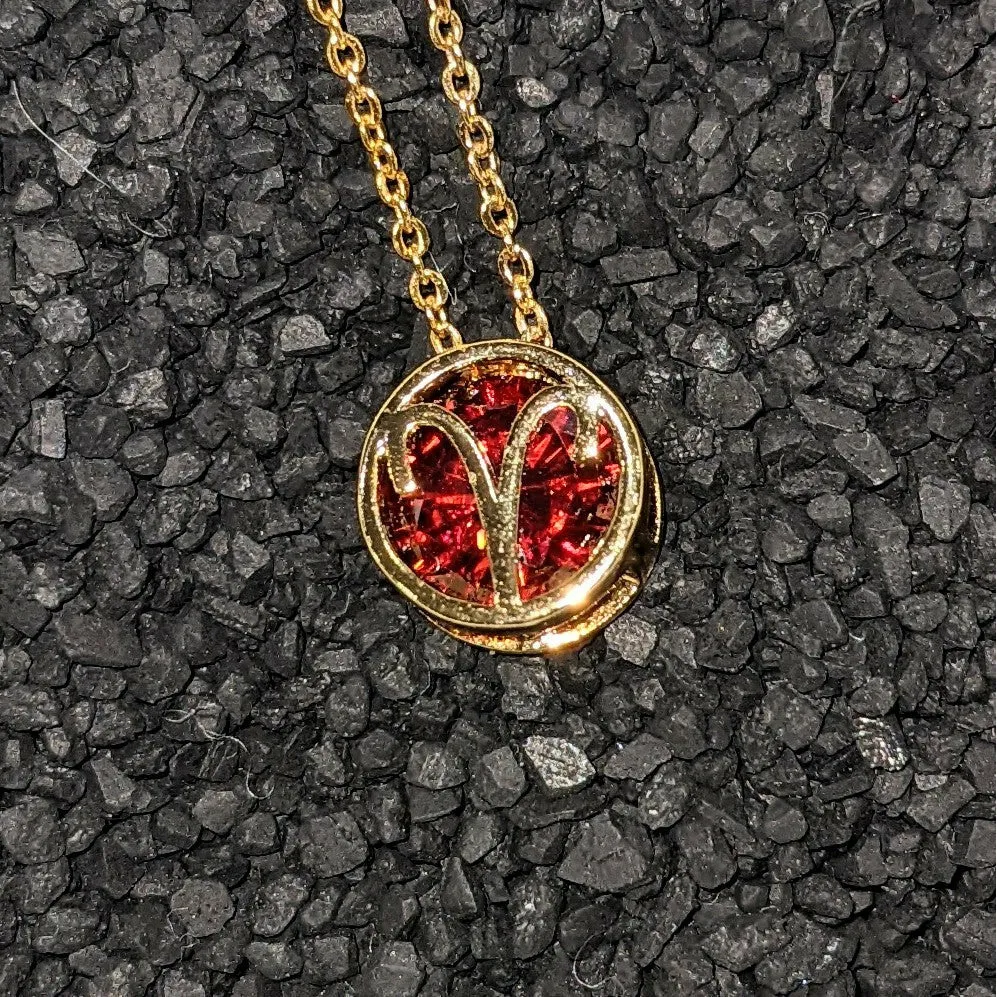Cubic Zarconia Zodiac Necklace Goldplated