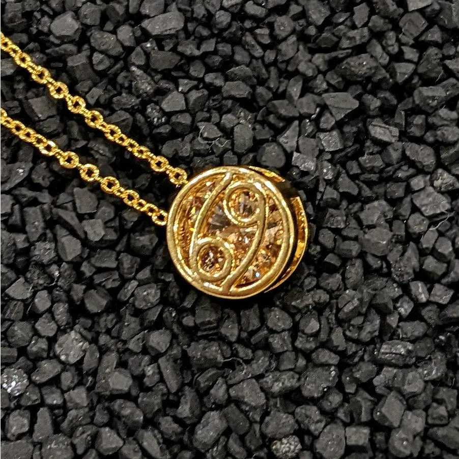 Cubic Zarconia Zodiac Necklace Goldplated