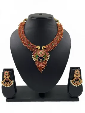 Designer Gold Plated Peacock Design Temple Necklace Set For Women By Gehna Shop