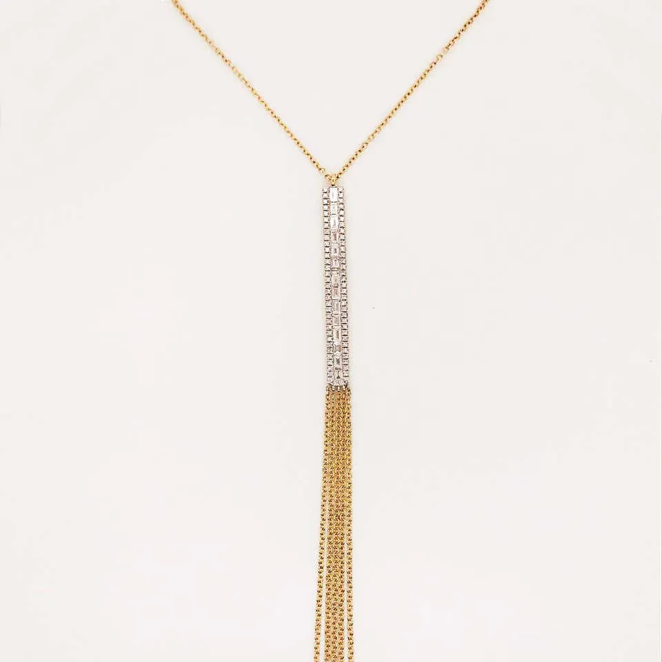 Diamond Bar Tassel Necklace