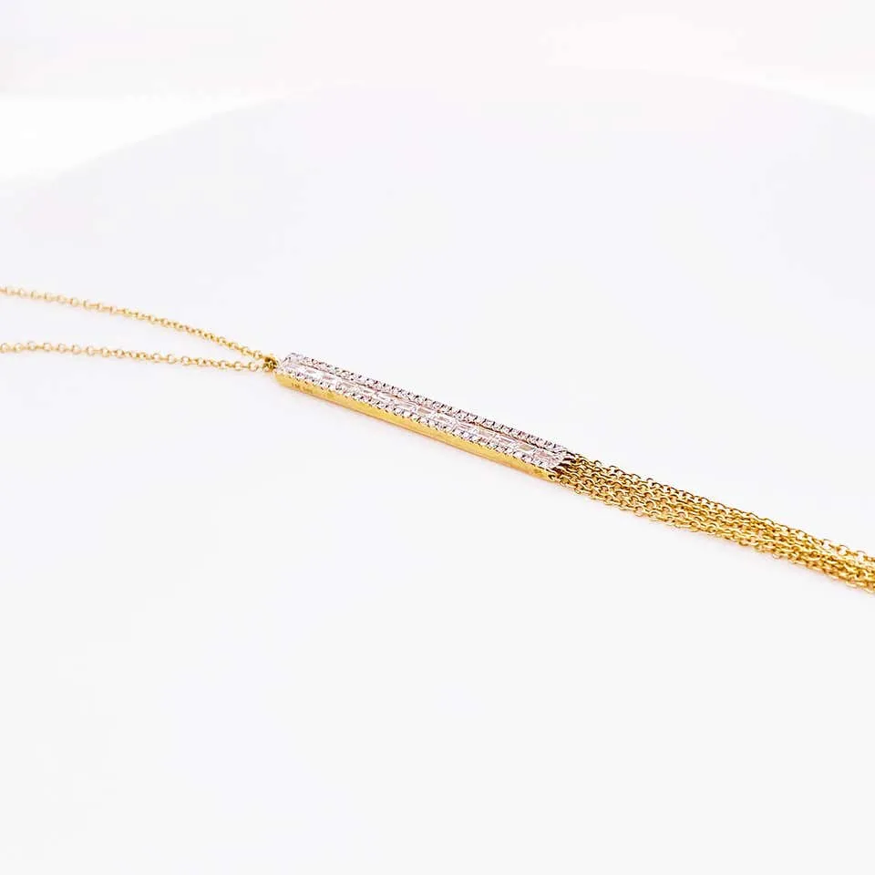 Diamond Bar Tassel Necklace