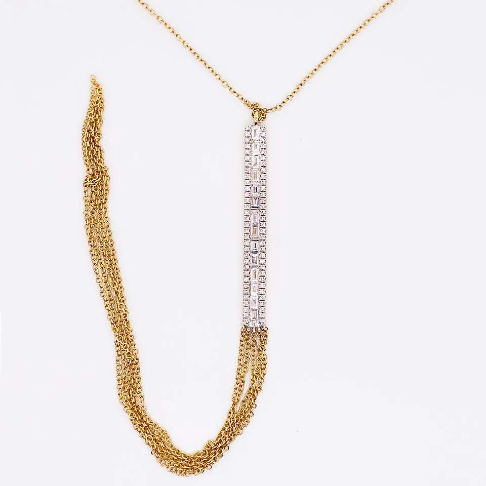 Diamond Bar Tassel Necklace