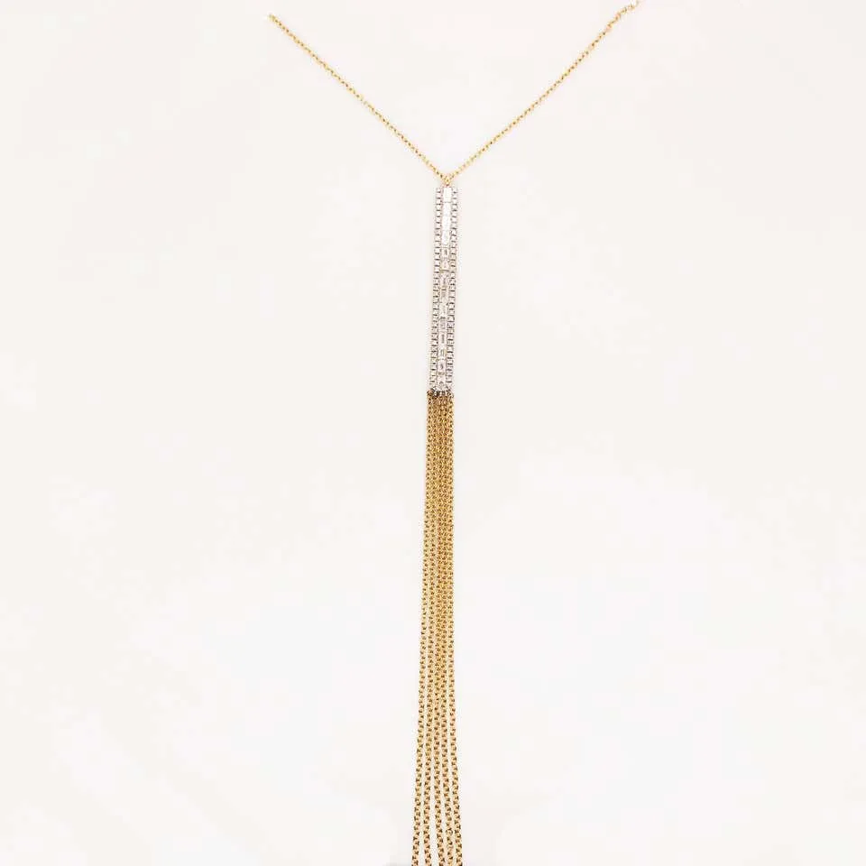 Diamond Bar Tassel Necklace