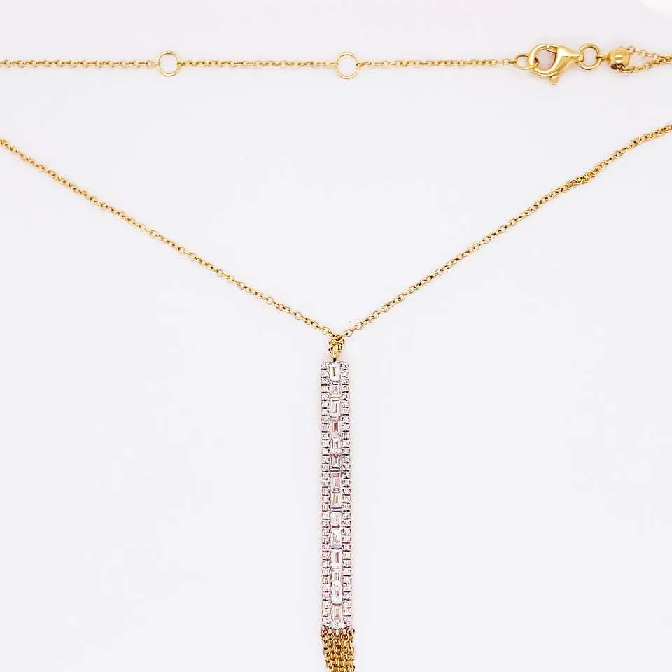 Diamond Bar Tassel Necklace