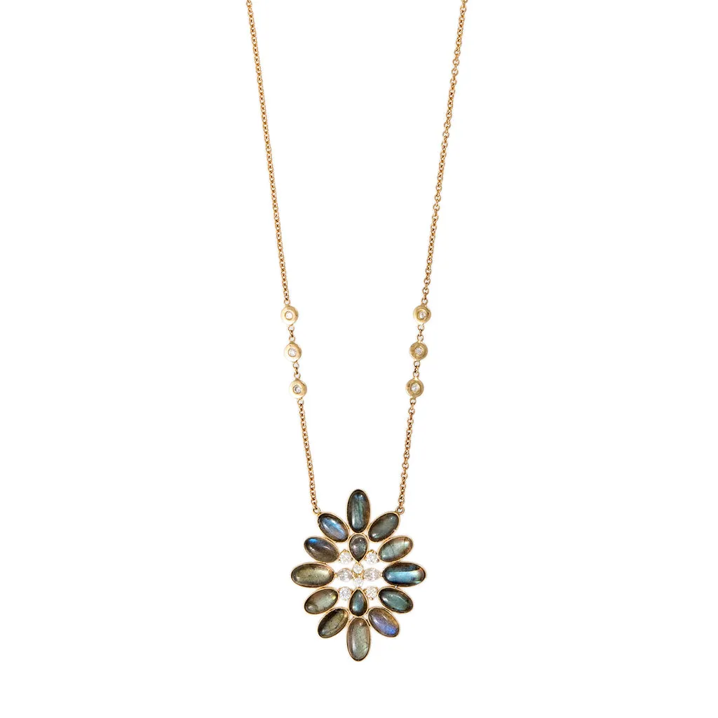 DIAMOND   LABRADORITE BLOSSOM NECKLACE