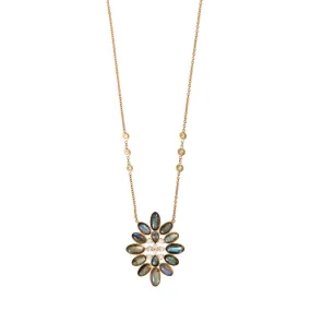 DIAMOND   LABRADORITE BLOSSOM NECKLACE