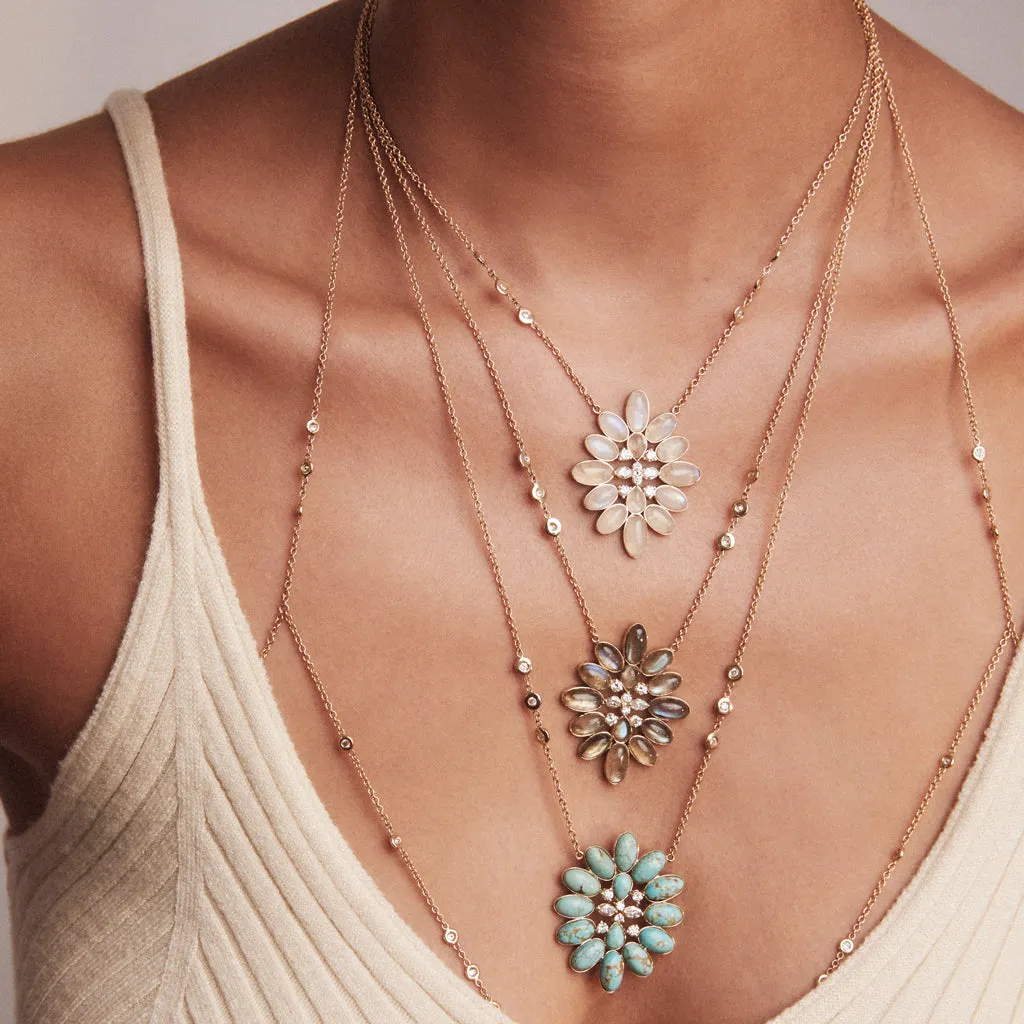DIAMOND   LABRADORITE BLOSSOM NECKLACE