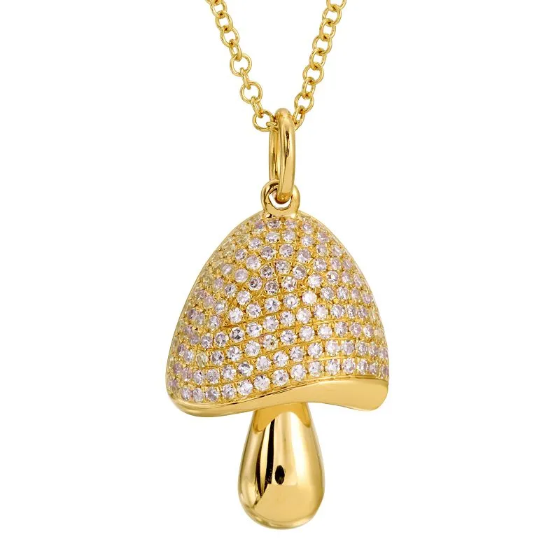 Diamond Mushroom Pendant Necklace