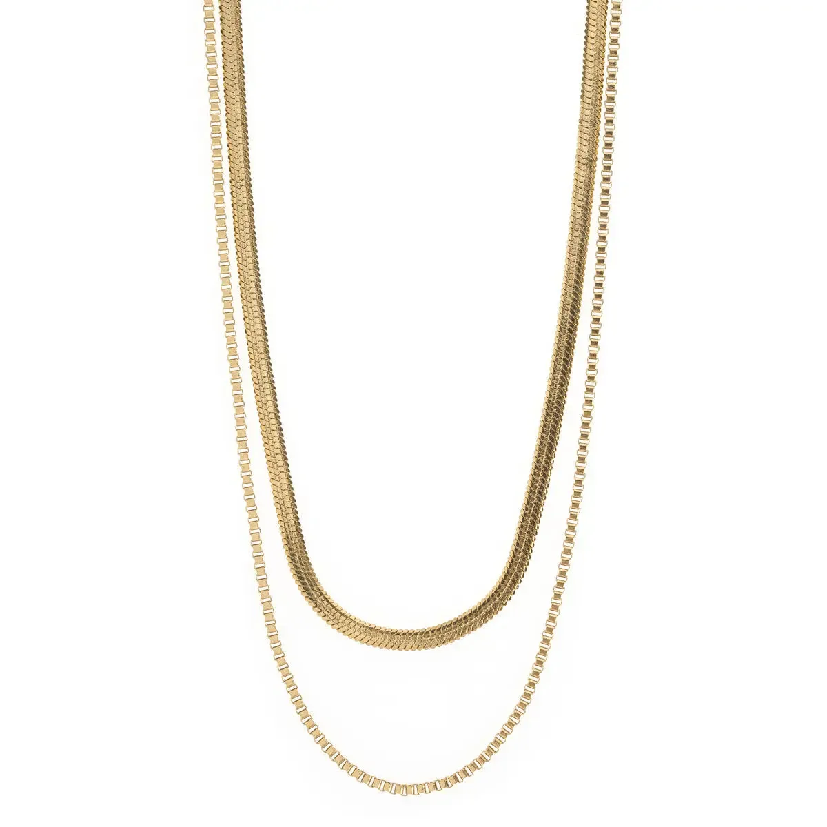 Double Snake Chains Necklace