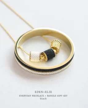 EDEN   ELIE Everyday Adjustable Length Necklace   Bangle Set - basic black