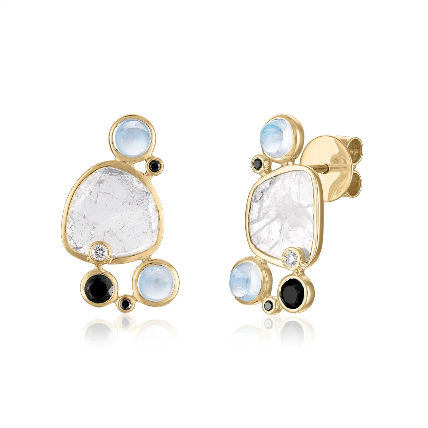 ENCHANTIA CLUSTER STUD EARRINGS MOONSTONES