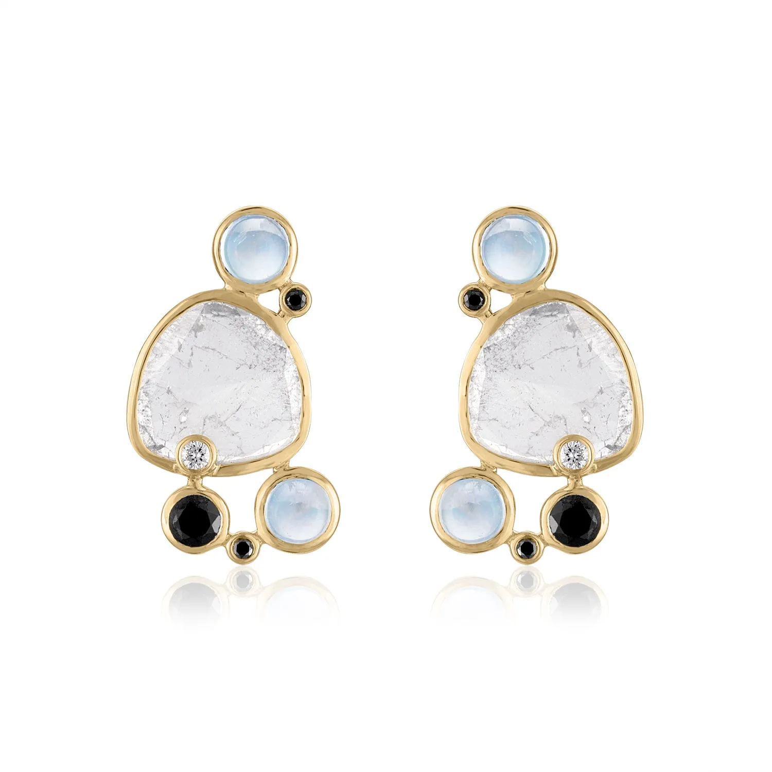 ENCHANTIA CLUSTER STUD EARRINGS MOONSTONES
