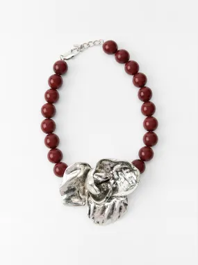 Engraved flower bead necklace