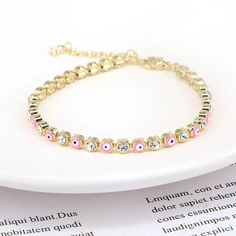 European And American New Fashion Copper Chain Inlaid Zircon Oil Dripping Devil's Eye Bracelet