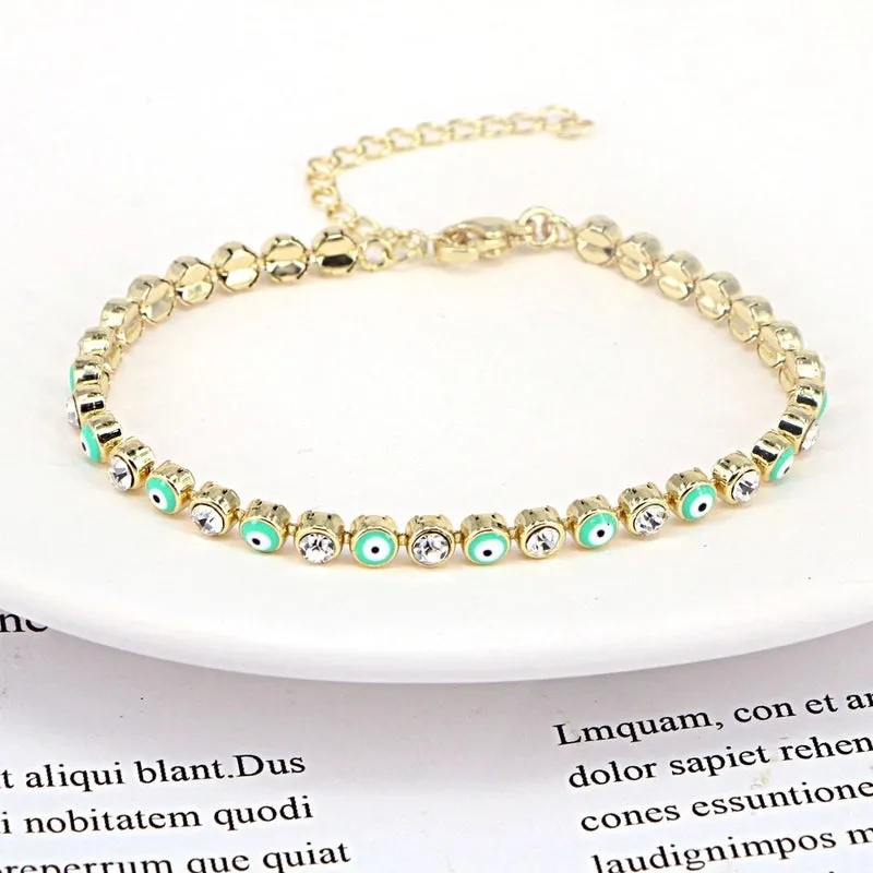 European And American New Fashion Copper Chain Inlaid Zircon Oil Dripping Devil's Eye Bracelet