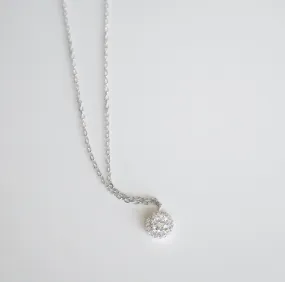 Everyday Round Diamond CZ with Halo .925 Sterling Silver Necklace