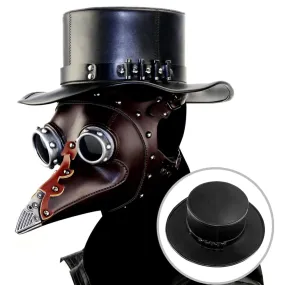 Fashion Leather Black Gothic Lolita Cosplay Caps Hats Steampunk Top Hat
