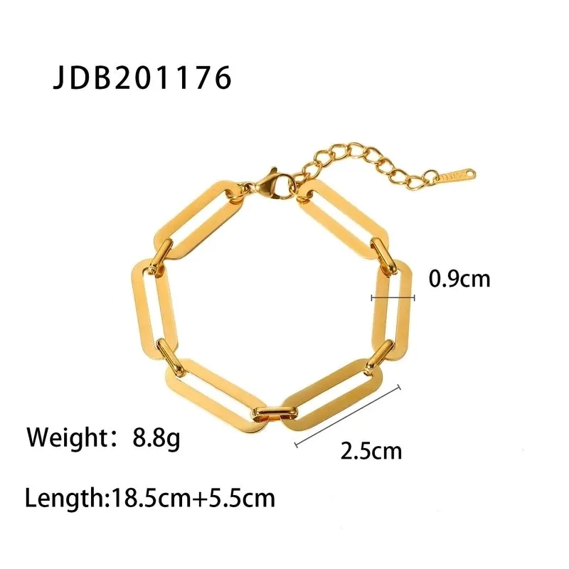 Fashion New 18k Gold Stainless Steel Cuban Link Chain Cross Chain Zircon Bracelet