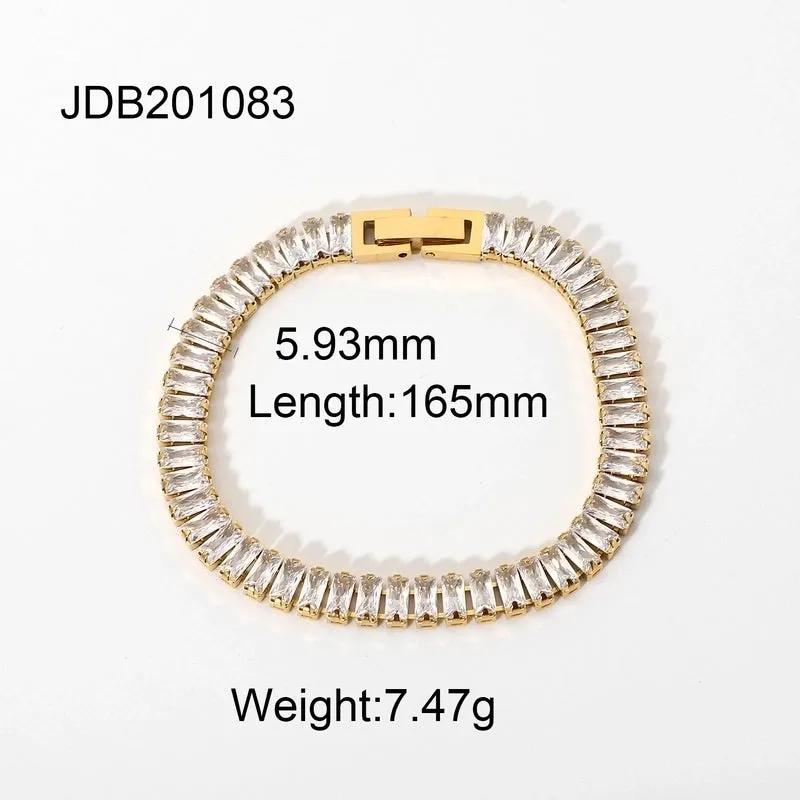 Fashion New 18k Gold Stainless Steel Cuban Link Chain Cross Chain Zircon Bracelet