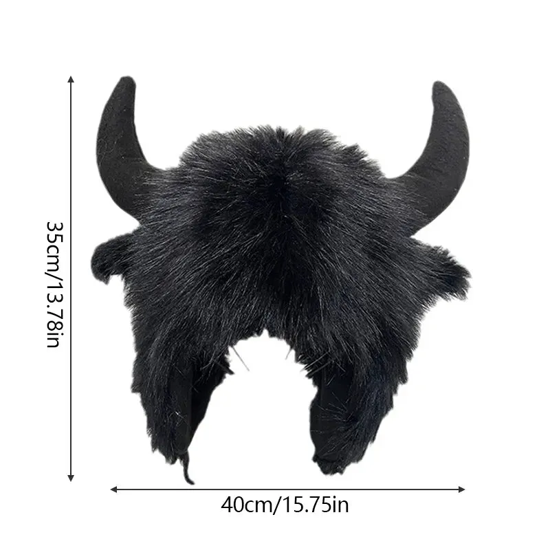 Faux Fur Bull Horns Hat