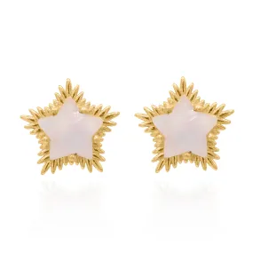 Felicity Moonstone Spiky Star Stud Earrings | 18k Gold Plated