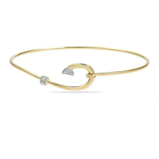 Fish Hook Bangle Bracelet, Sterling