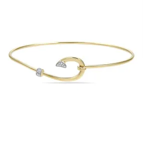 Fish Hook Bangle Bracelet, Sterling