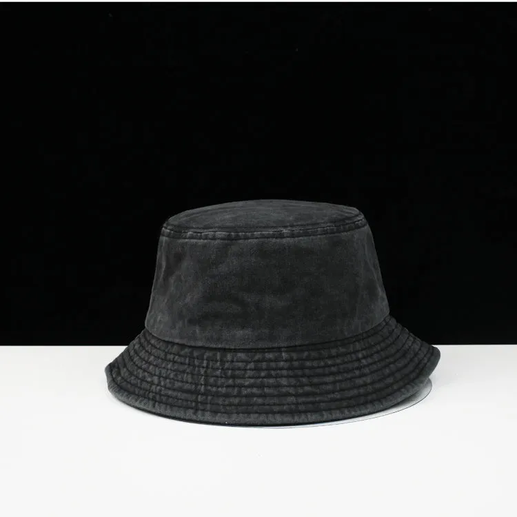 Flat Top Streetwear Style Washed Denim Fisherman Hat