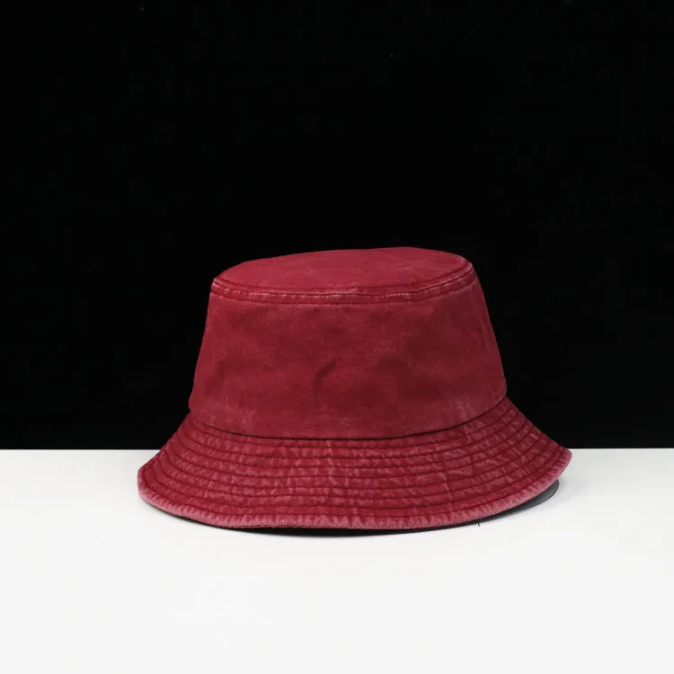 Flat Top Streetwear Style Washed Denim Fisherman Hat