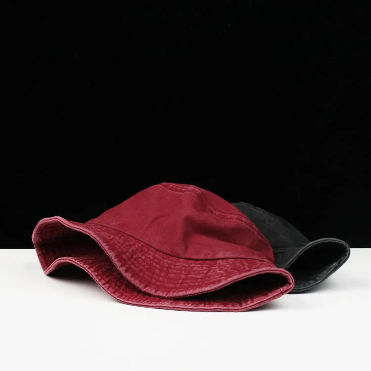 Flat Top Streetwear Style Washed Denim Fisherman Hat