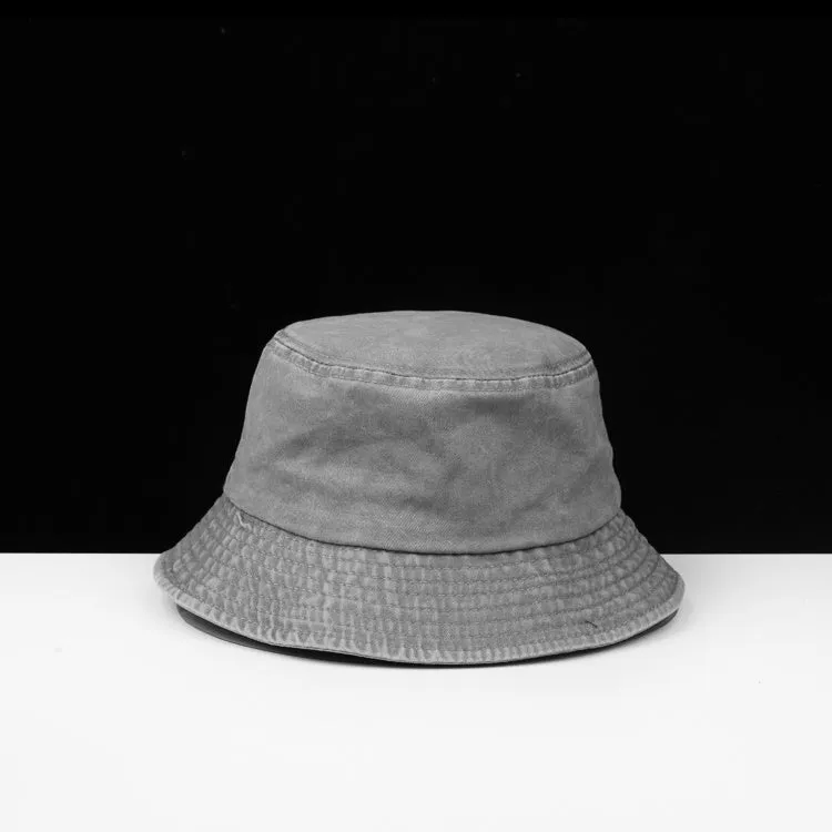Flat Top Streetwear Style Washed Denim Fisherman Hat