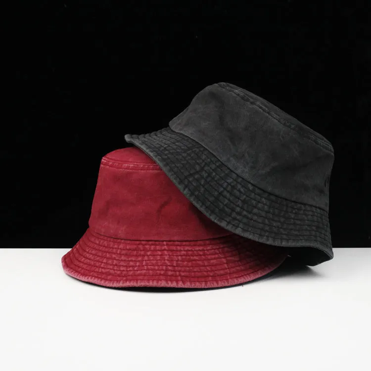 Flat Top Streetwear Style Washed Denim Fisherman Hat