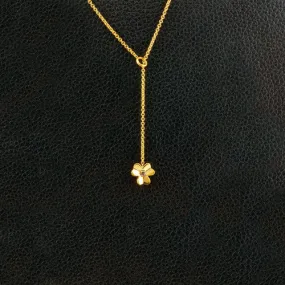 Flower Lariat Necklace with Diamond Center