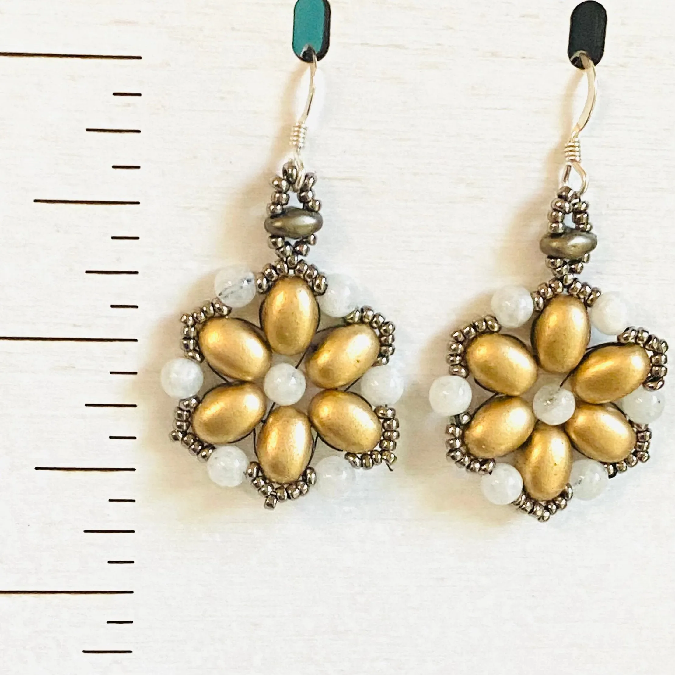 Flower Medallion Earrings, Gold Medallion Earrings, Golden Earrings