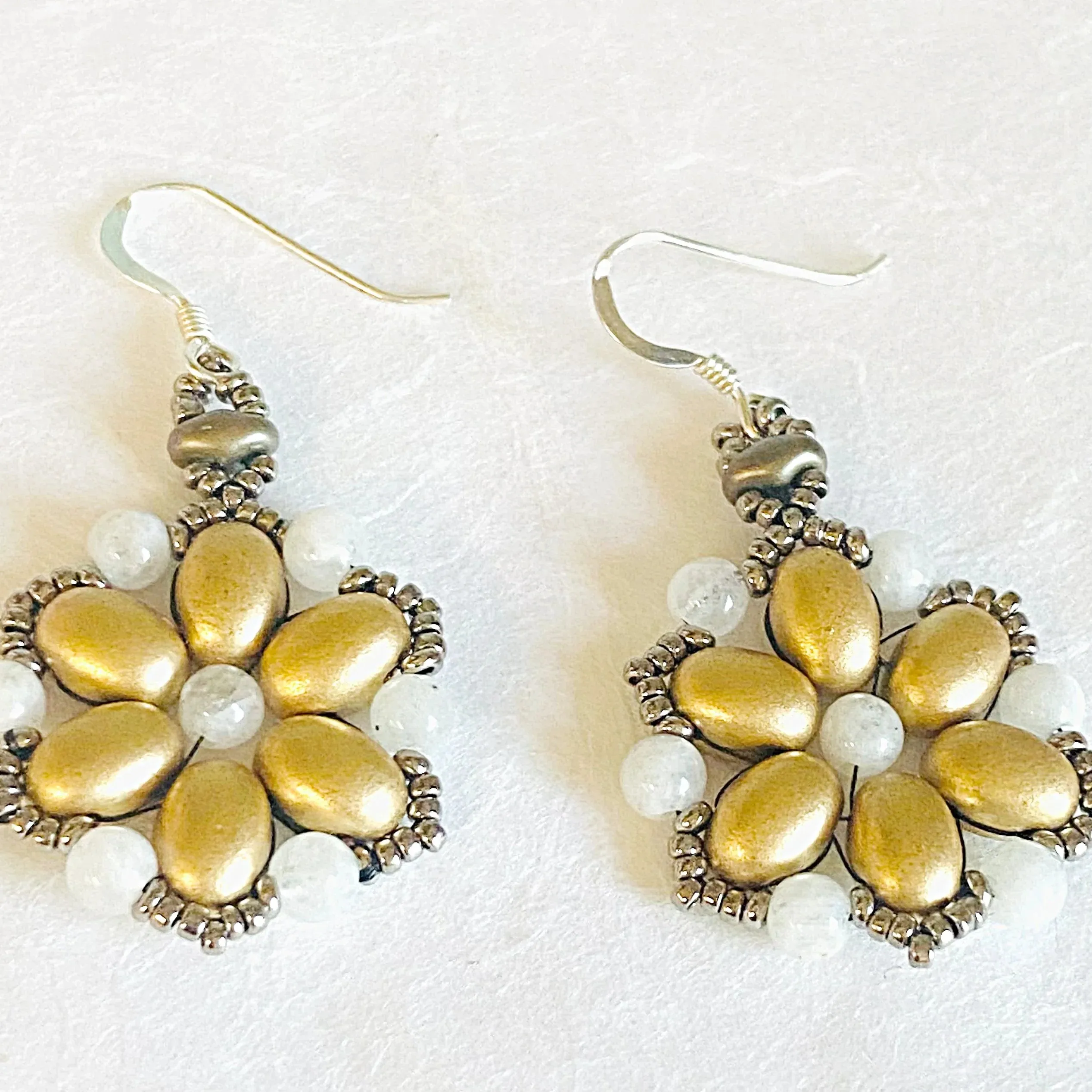 Flower Medallion Earrings, Gold Medallion Earrings, Golden Earrings