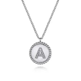 Gabriel & Co. Initial "A" Bujukan Diamond Pendant Necklace in Sterling Silver