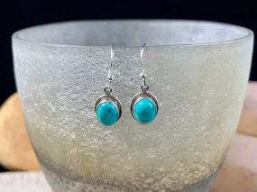 Gemstone And Silver Oval Earrings