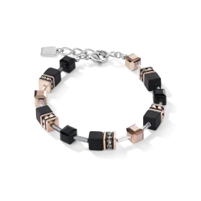 GeoCUBE® Bracelet onyx black-rose gold