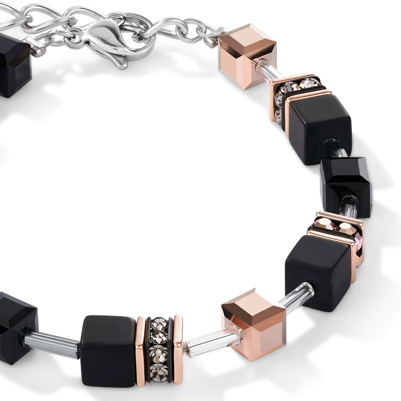 GeoCUBE® Bracelet onyx black-rose gold