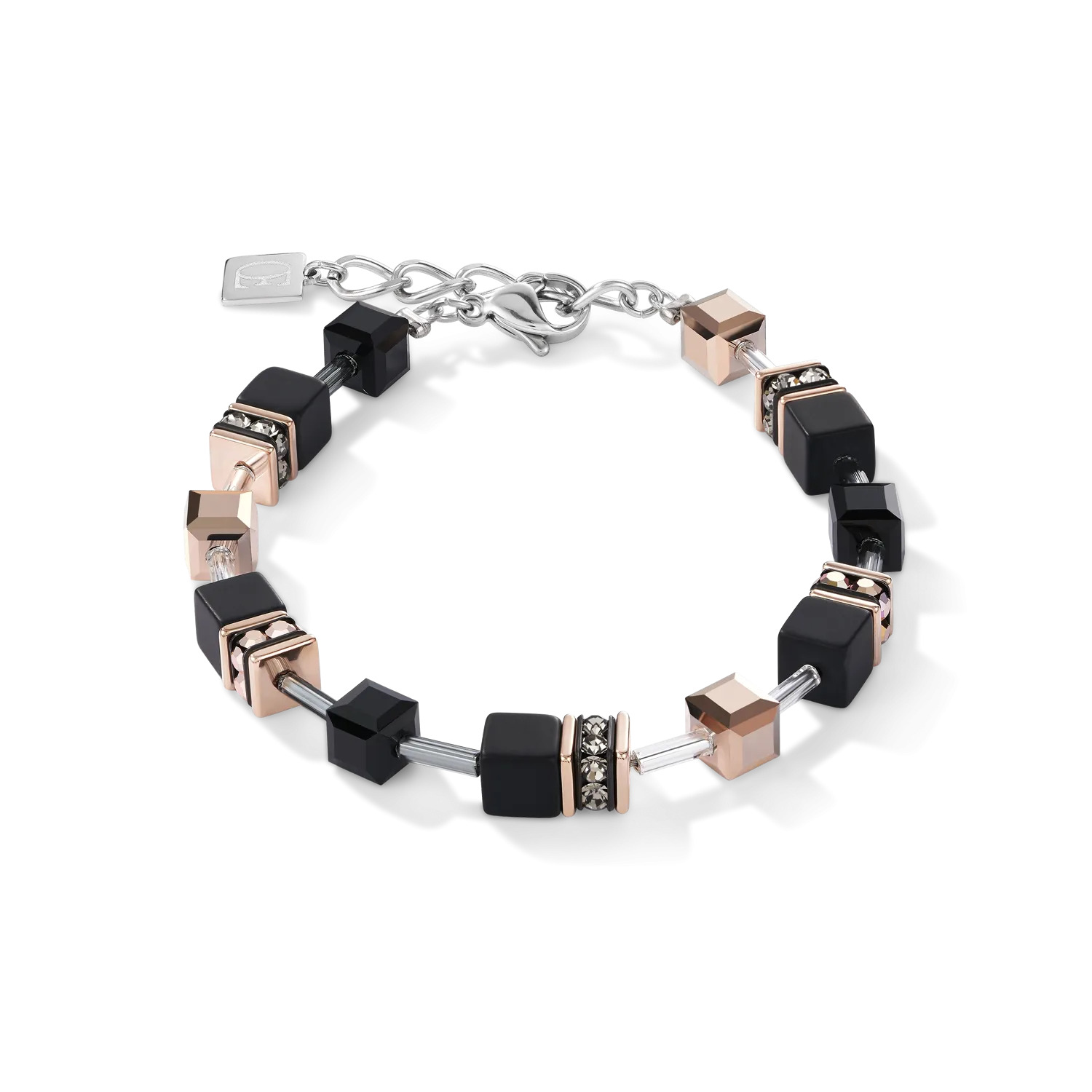 GeoCUBE® Bracelet onyx black-rose gold